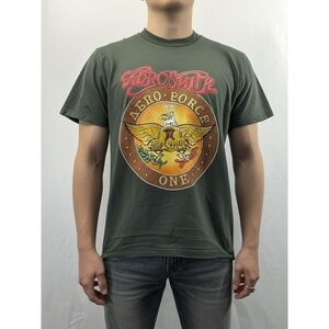 Aerosmith VTG Mens Green Cotton Aero Force One 1998-99 World Tour T Shirt Medium